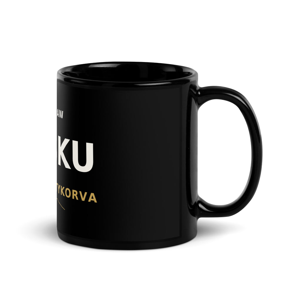Suomenpystykorva muki, musta, pohjoismainen muotoilu, Nordpaw